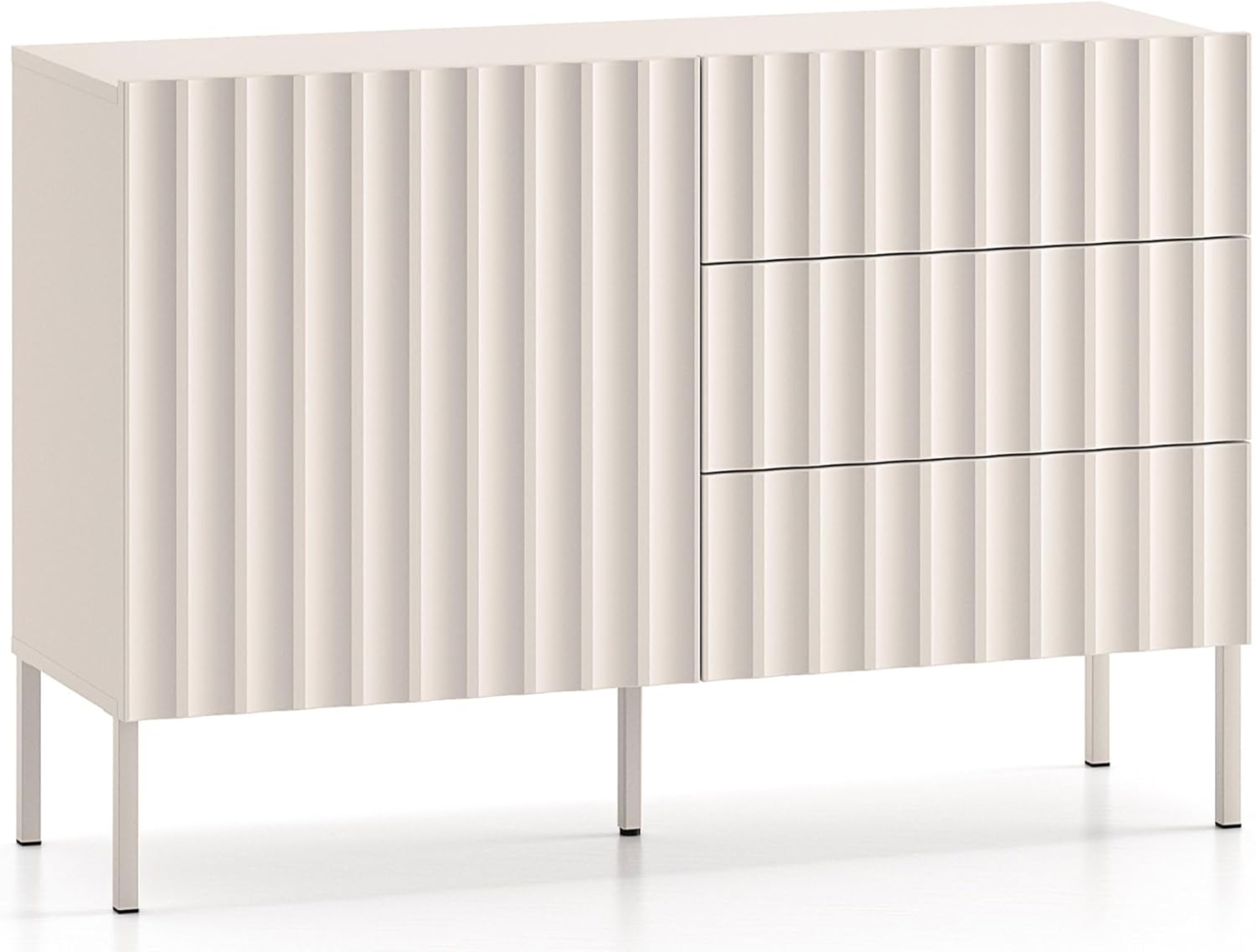 Selsey 'Derriva' Sideboard mit Schubladen und geriffelten Fronten, hellbeige, ca. 77 x 113 x 37 cm Bild 1