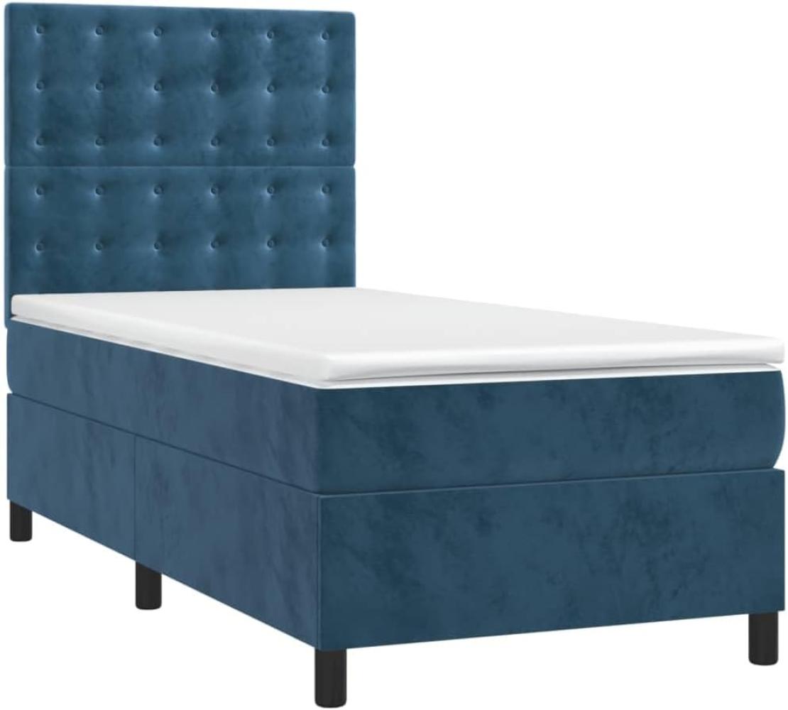 vidaXL Boxspringbett mit Matratze Dunkelblau 80x200 cm Samt 3143233 Bild 1