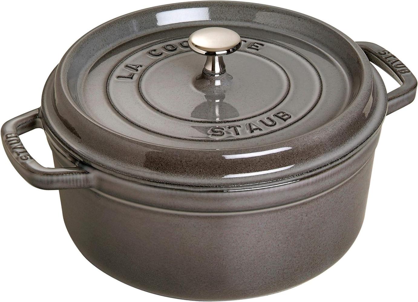 STAUB Gusseisen Bräter/Cocotte, Rund 18 cm, 1,7 L, Aromaregen Funktion, Für alle Herdarten geeignet, Graphitgrau Bild 1