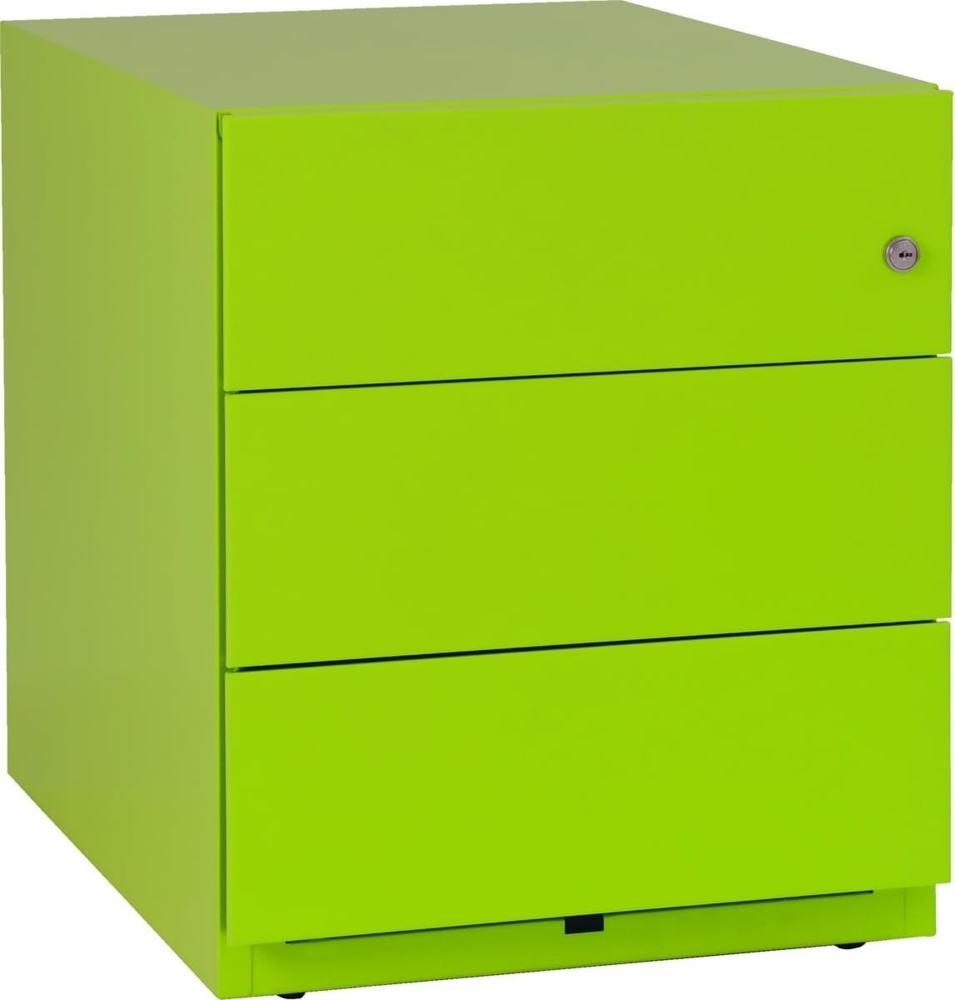 BISLEY Note Rollcontainer mit 3 Schüben aus Metall abschließbar in grün - Bürocontainer mit Schloss für DIN A4 Dokumente, Kleinteile & Büromaterial, Container für Büro & Homeoffice auf Rollen, NWA59M7SSS-604 Bild 1