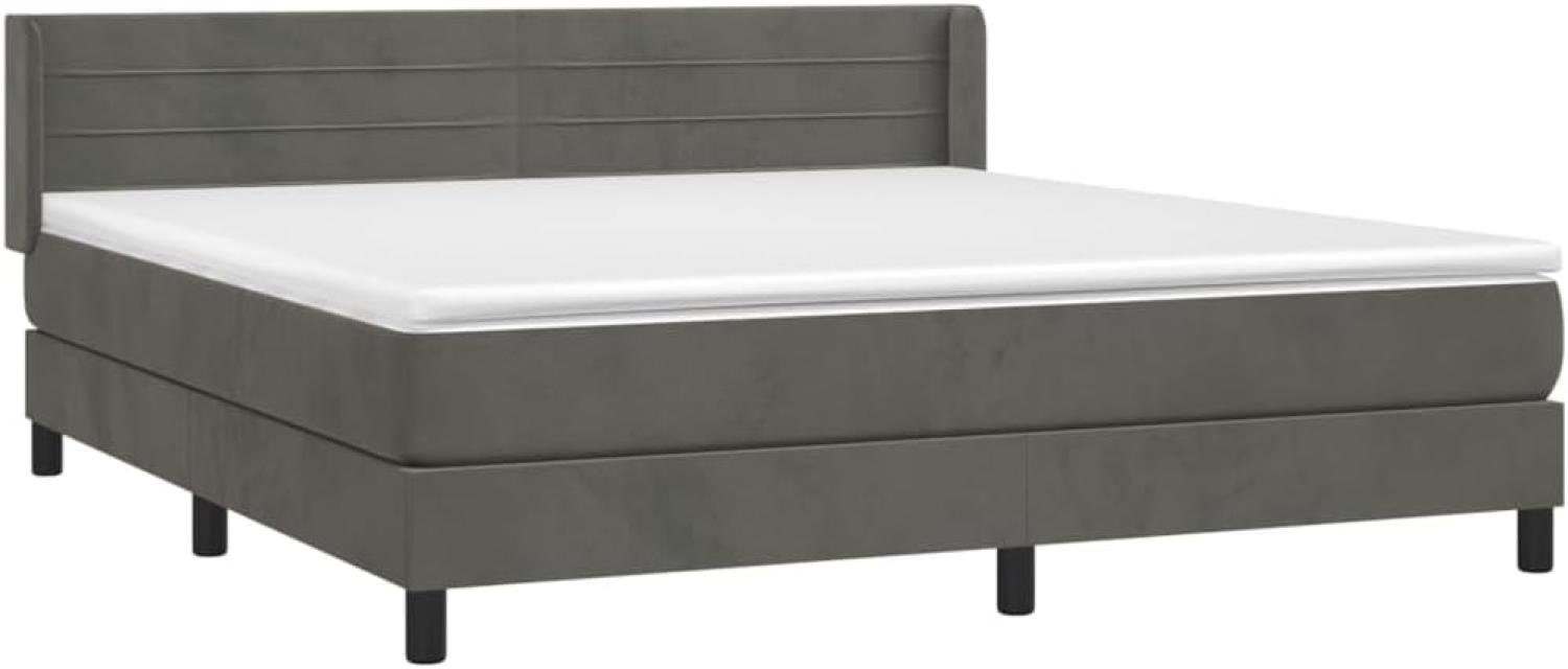 vidaXL Boxspringbett mit Matratze Dunkelgrau 160x200 cm Samt 3131028 Bild 1