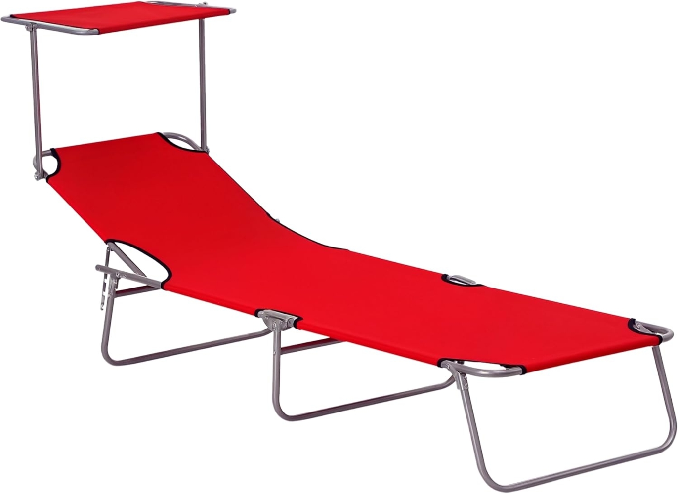 Outsunny Sonnenliege Gartenliege Wellnessliege Strandliege klappbar mit Sonnenschutz Rot 187 x 58 x 36 cm Bild 1