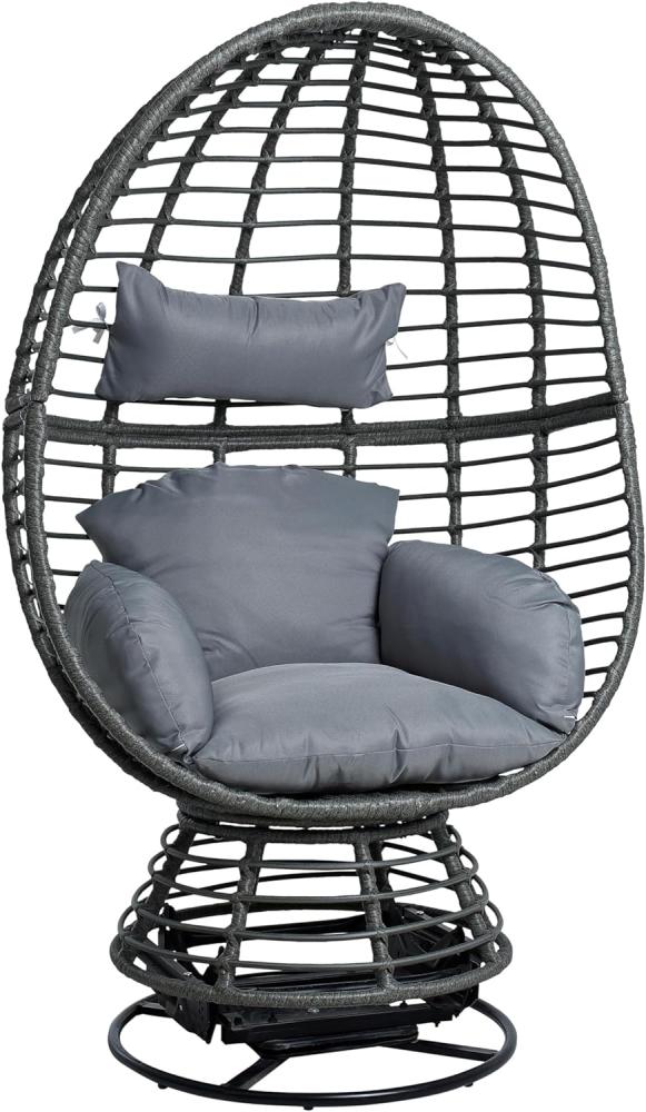 Polyrattan Loungesessel Schwingsessel Rattan Sessel Relaxsessel Stuhl Anthrazit Bild 1