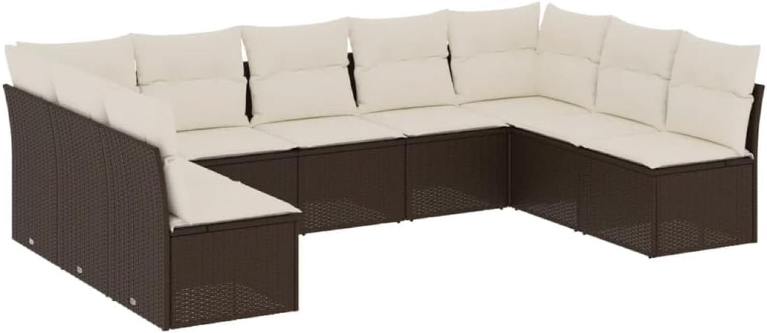 vidaXL 9-tlg. Garten-Sofagarnitur mit Kissen Braun Poly Rattan 3249912 Bild 1