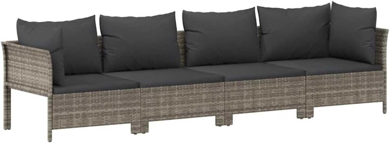 vidaXL 4-tlg. Garten-Lounge-Set mit Kissen Grau Poly Rattan 362689 Bild 1