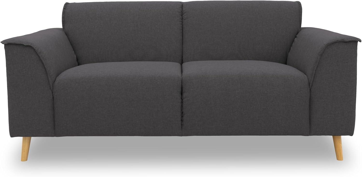 DOMO. collection Sofa Jules FK 2 Sitzer, 2er Couch in skandinavischer Optik, mit Federkernpolsterung, Garniur mit Holzfüßen, 178 x 90 x 81 cm (BxTxH), in pepper Bild 1