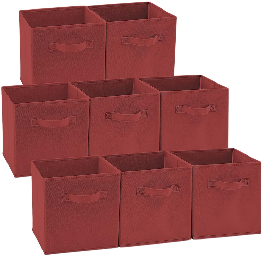 EZOWare Aufbewahrungskörbe Faltbare Würfel-Aufbewahrungsboxen, 8er-Set, Faltbare Aufbewahrungsbox für Kleinkinder, Kinderzimmer, Zuhause, 26,7 x 26,7 x 28 cm / Dunkles -RooibosTea Bild 1