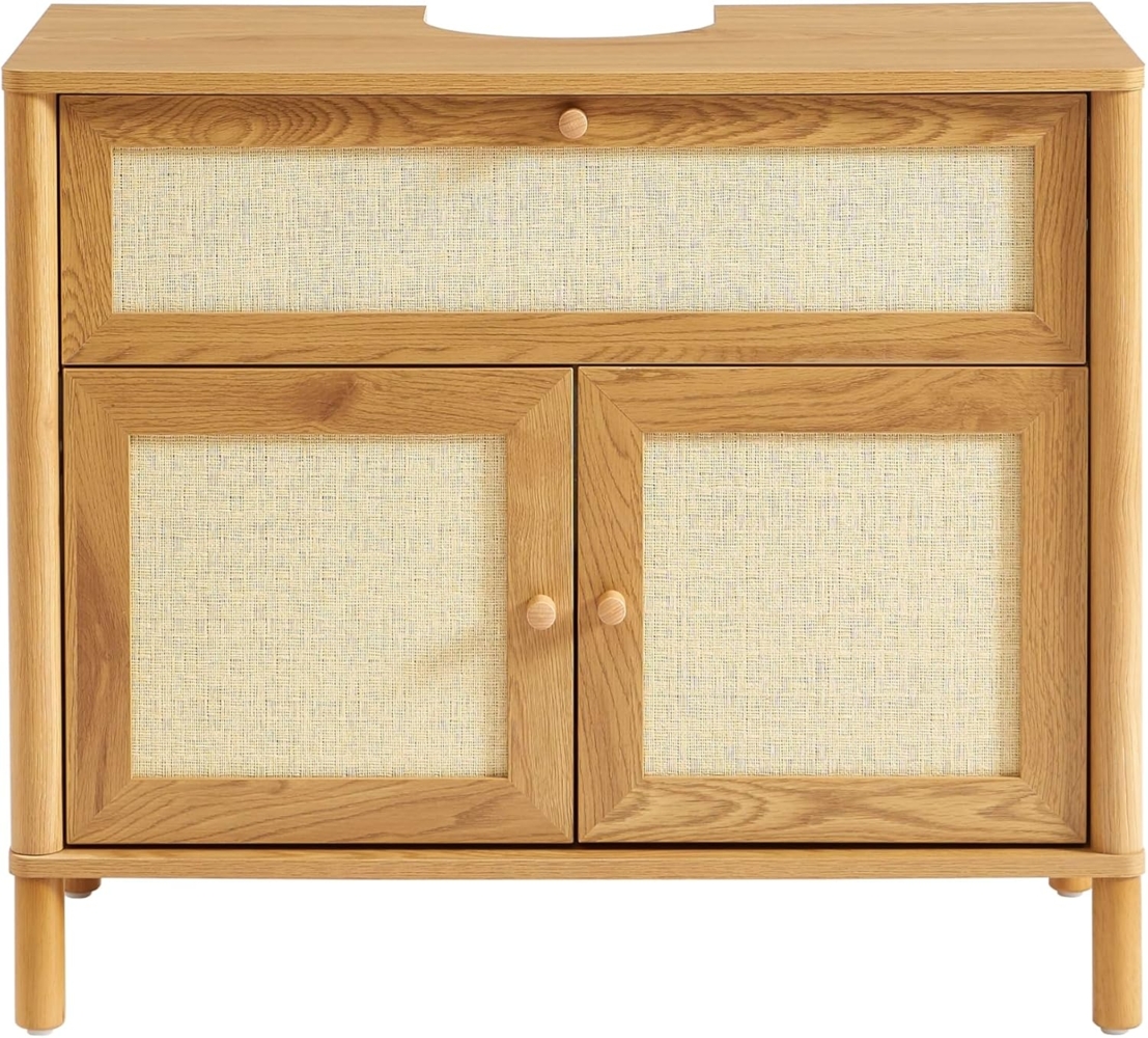 BAÏTA Badezimmermöbel Haida, Eichenoptik und Rattan, 80 cm Bild 1