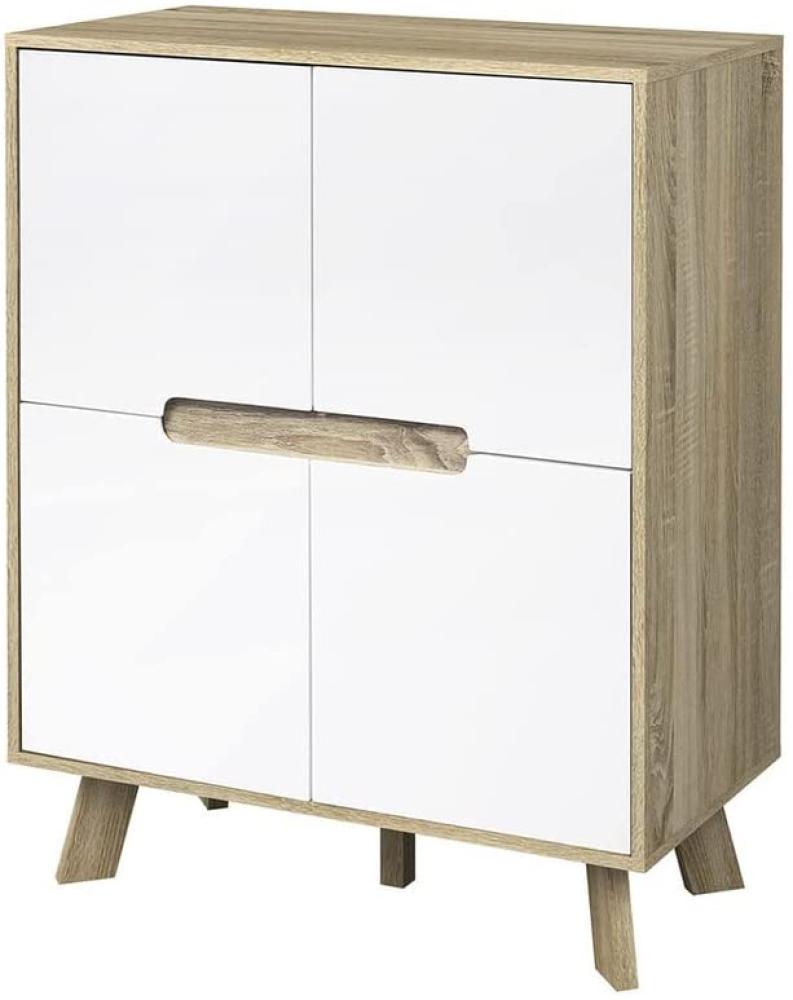 Kommode Spanplatte und MDF 80x40 Natur und Weiß Bild 1