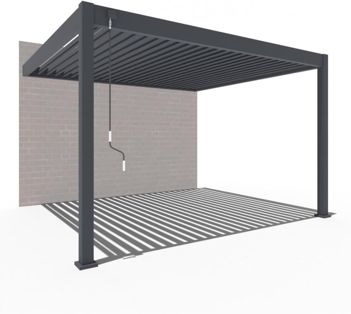 Weide Deluxe Wand-Pavillon | Voll-Alu-Pavillon | 3,6 x 4 M Lamellendach anthrazit | Wall Pergola Bild 1