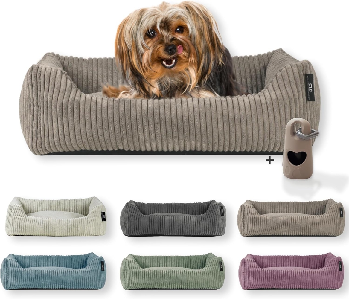 Rohrschneider Tierbett Hundebett Hundekorb Cordstoff, inkl. Gassibeutel Bild 1