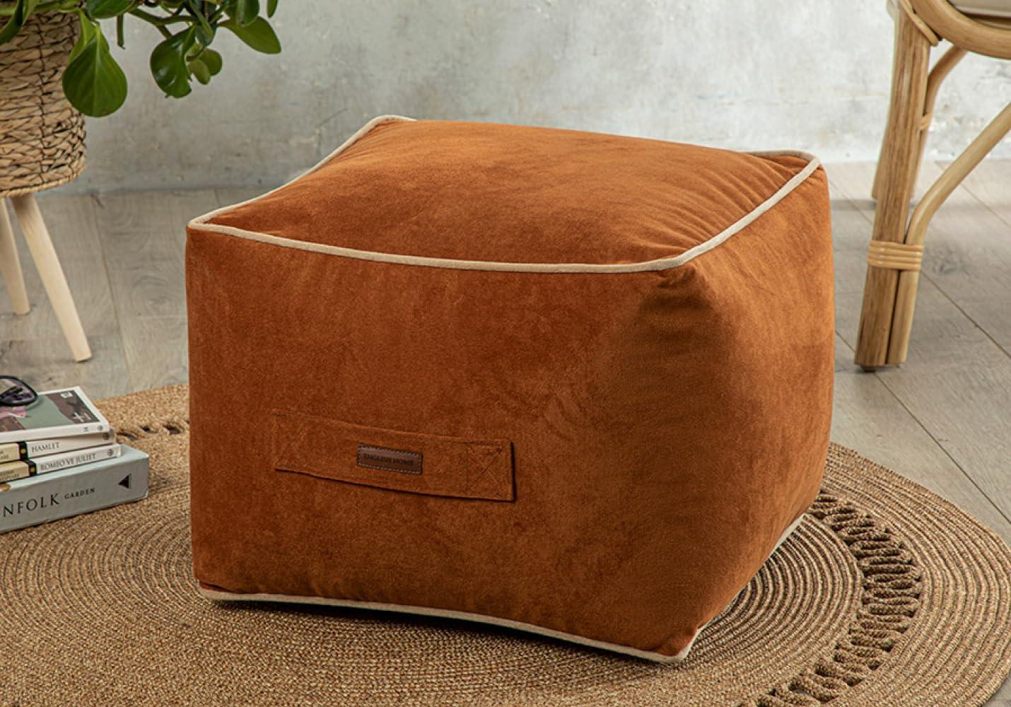 ENGLISH HOME Pouf Hocker | Quadratisch Sitzpouf | Hochwertiger Sitzhocker | Pflegeleichter Sitzpuff | Puff Hocker für Wohnzimmer, Schlafzimmer | Casha, 45 x 45 cm, Terracotta Bild 1