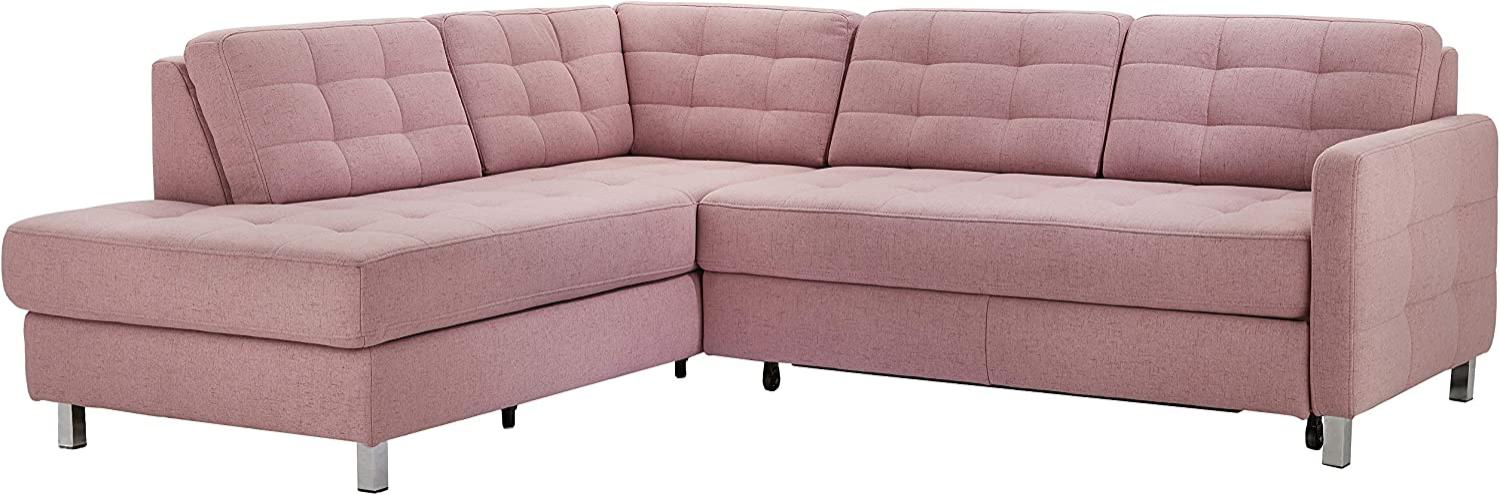 CAVADORE Ecksofa Piccoli mit Ottomane links / Sofaecke mit Bettfunktion und Bettkasten im modernen Design / 233 x 80 x 196 / Flachgewebe Altrosa Bild 1