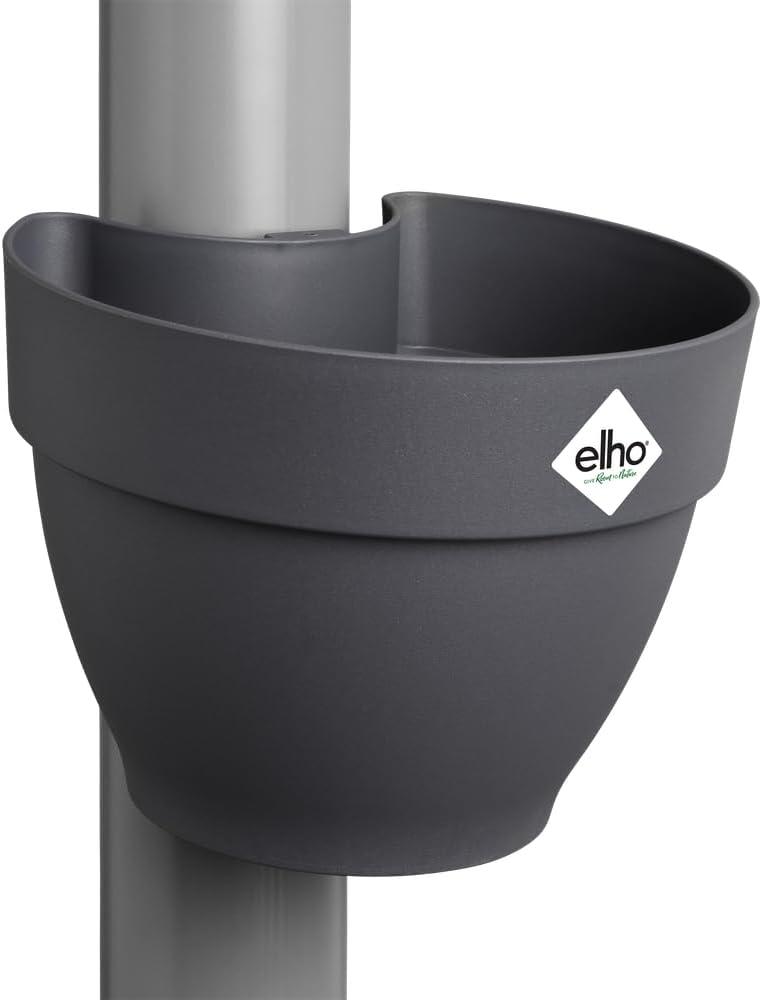 elho Vibia Campana Fallrohrpflanzgefäss 40 - Blumentopf für Regenrohr - vertikaler Garten - 100% recyceltem Plastik - Ø 21. 6 x H 16. 3 cm - Schwarz/Anthrazit Bild 1