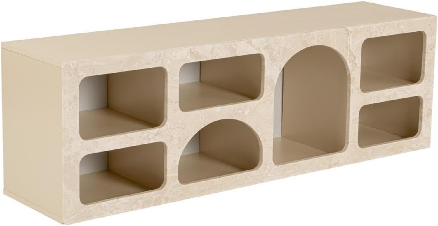 Vente-unique - TV-Möbel mit 7 Fächern - Marmor-Optik Beige - LUELA Bild 1