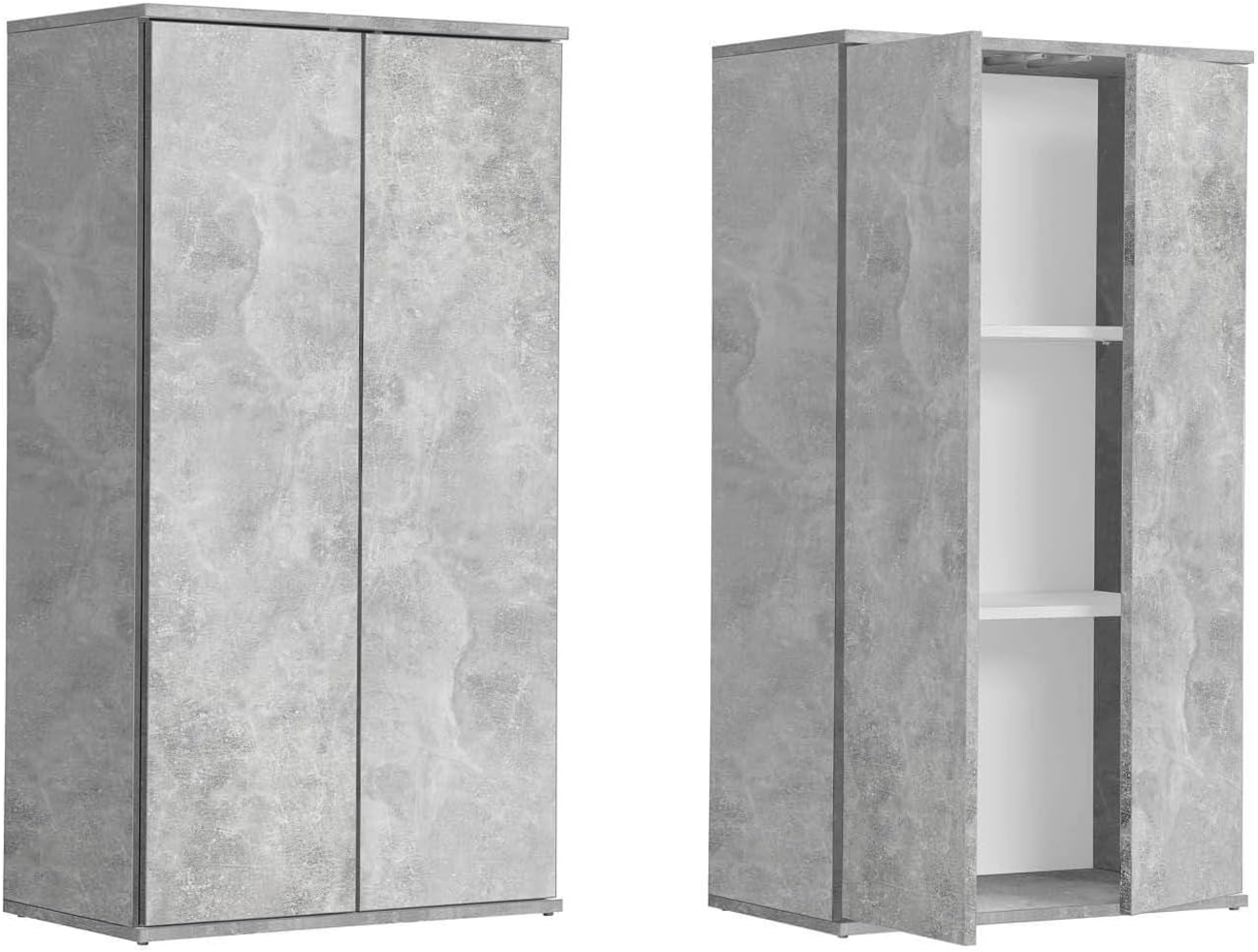 mokebo® Mehrzweckschrank 60 cm Breite mit Einlegeböden 'Der Schlanke', schmaler Schrank in Grau aus Holz, grifflose Öffnung, funktionaler Aktenschrank | Betonoptik Bild 1