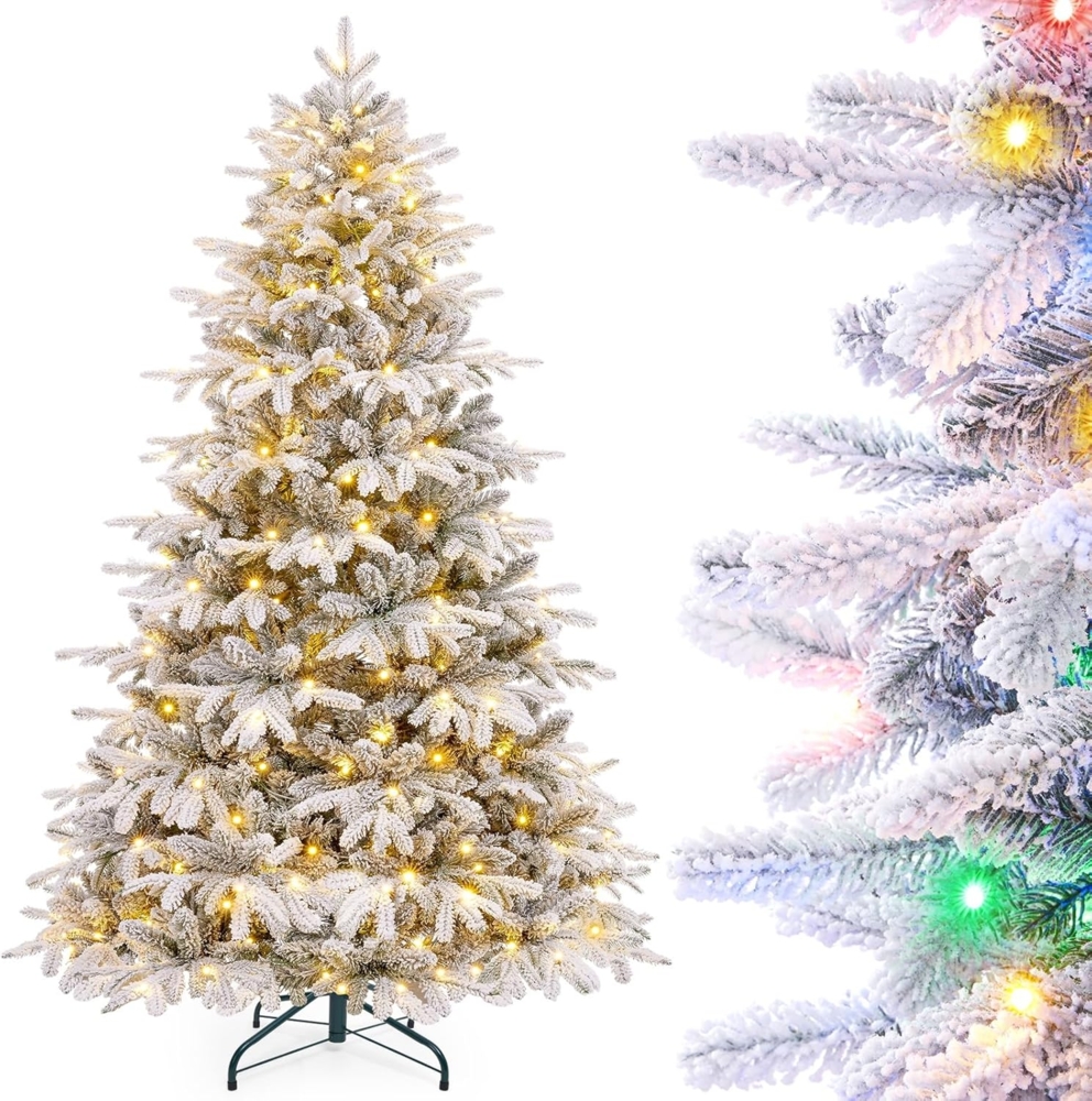 Yorbay Künstlicher Weihnachtsbaum Künstlicher Tannenbaum mit LED Beleuchtung, Weihnachstbaum aus PE, PVC, Fußschalter + bunte Lichter Bild 1