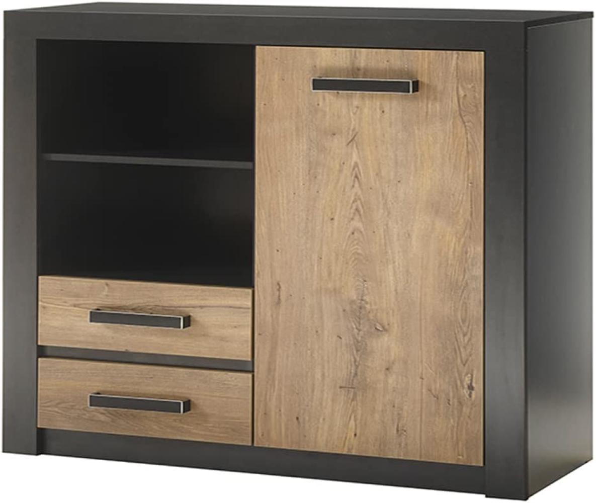 'BRÜGGE' Sideboard Schwarz/ Kastanie Dekor, 92x105x35 cm Bild 1