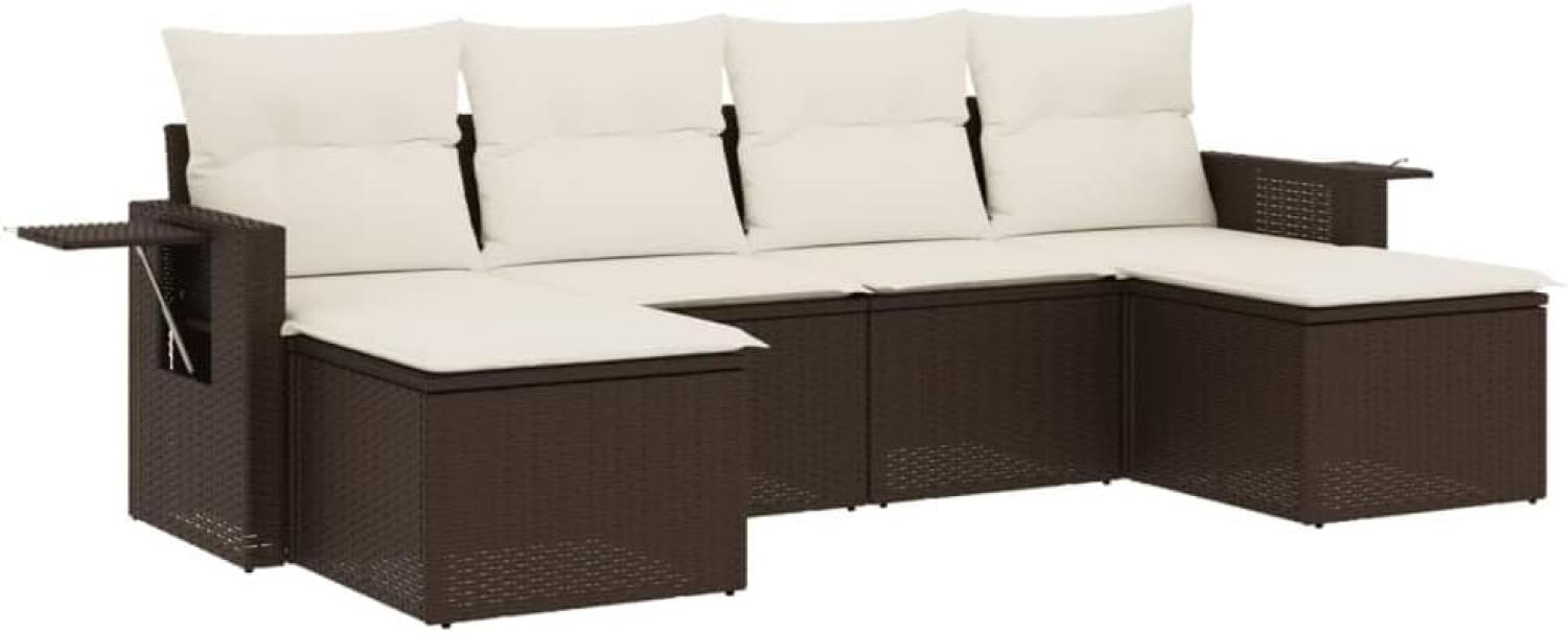 vidaXL 6-tlg. Garten-Sofagarnitur mit Kissen Braun Poly Rattan 3252860 Bild 1