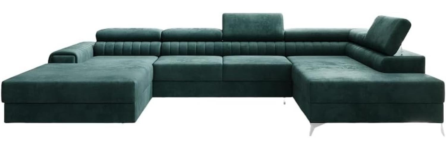 Designer Sofa Collina mit Schlaf- und Klappfunktion Samt Grün Rechts Bild 1