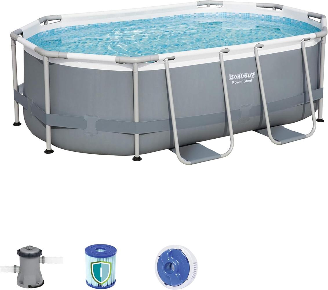 Bestway Frame Pool Set Comfort Jet, 610 x 366 x 122cm Schwimmbad, braun Bild 1