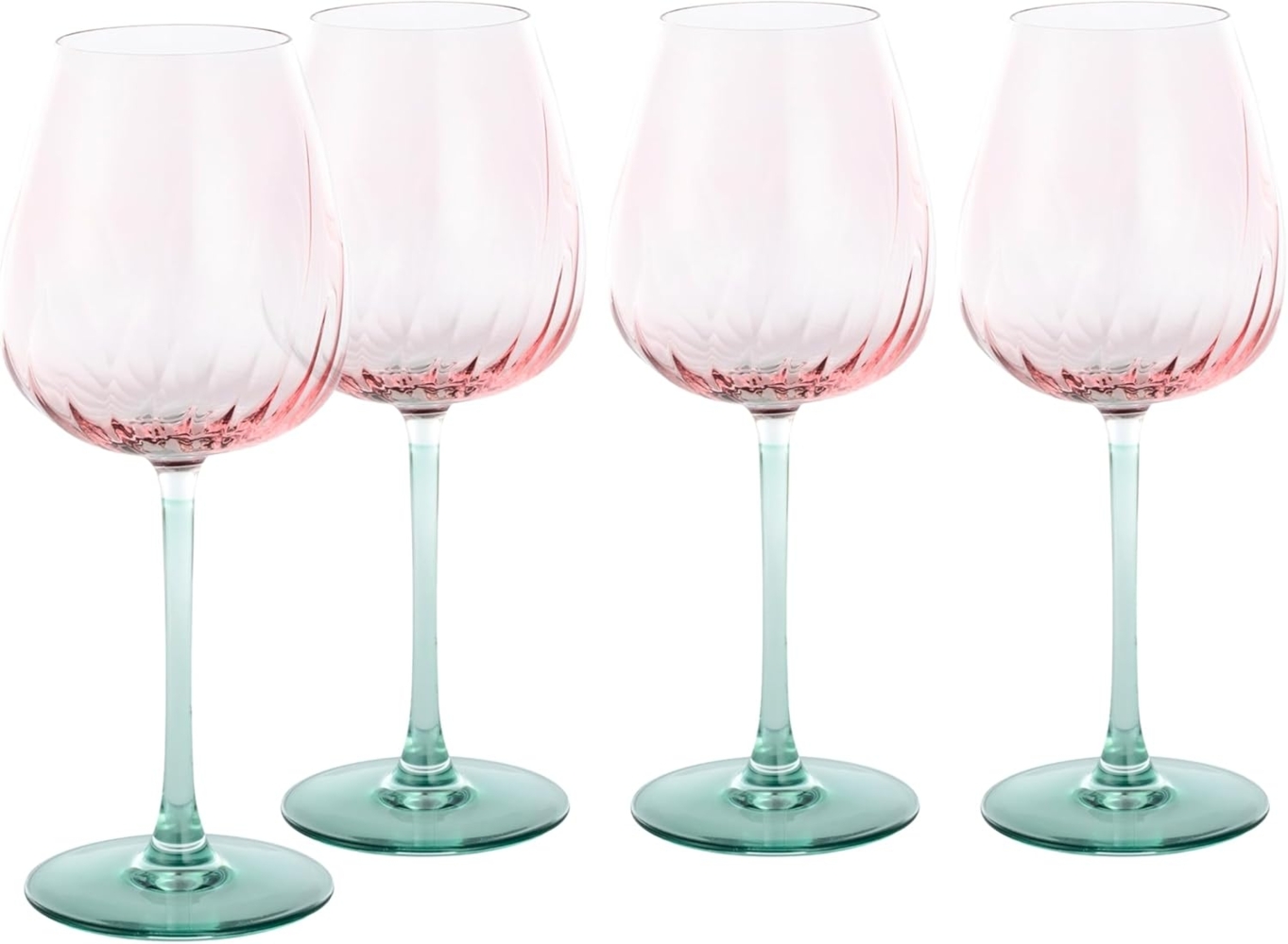 CreaTable Weinglas Swirly Spring, Weingläser-Set, 4-tlg, Glas, Rillen Relief, Modern, Sommerlich, Leicht Bild 1