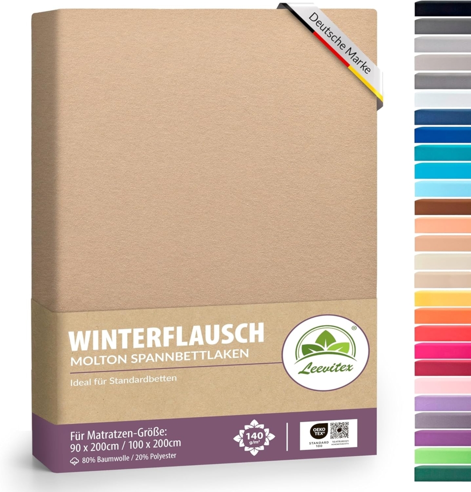 leevitex® Spannbettlaken für kalte Nächte – angenehm weich, passgenau, farbstark & pflegeleicht, Gummizug: Rundum Bild 1