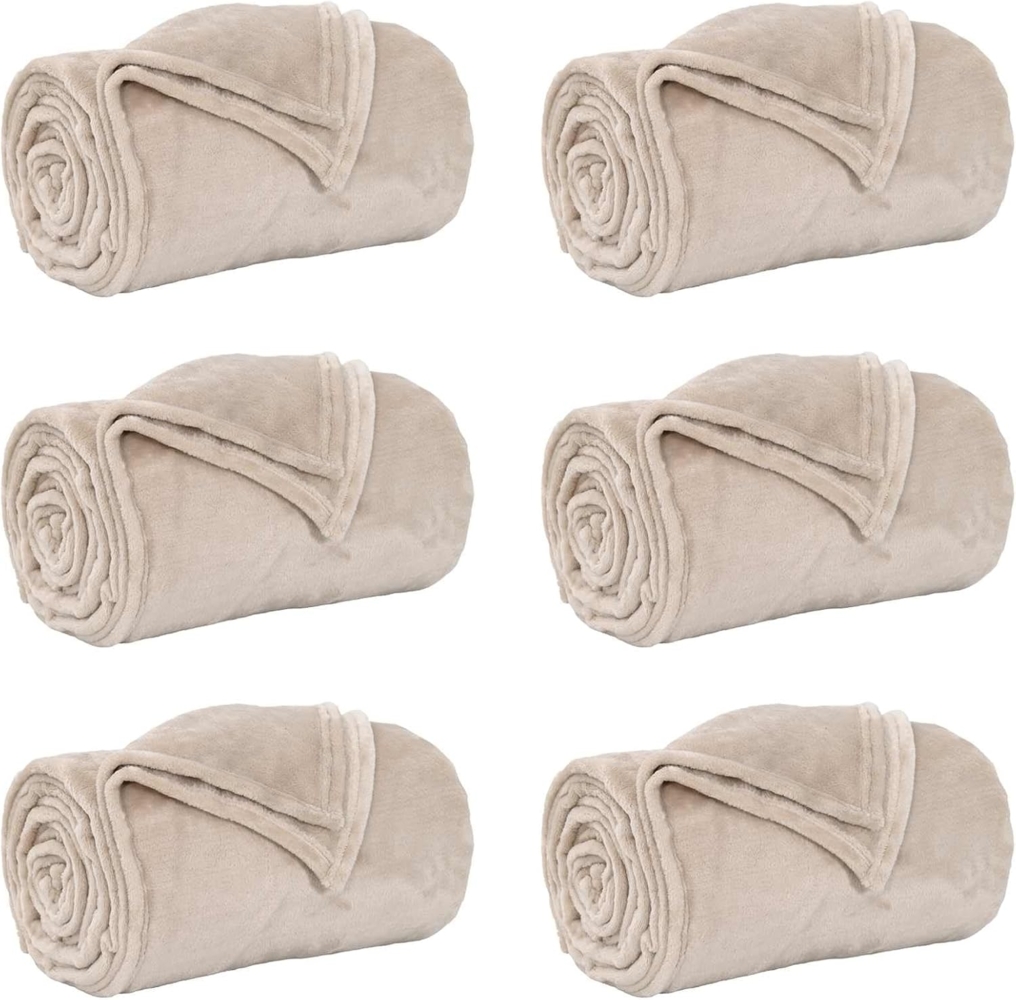 vidaXL Wohndecken 6 Stück Beige 130 x 150 cm Fleece 42016789 Bild 1