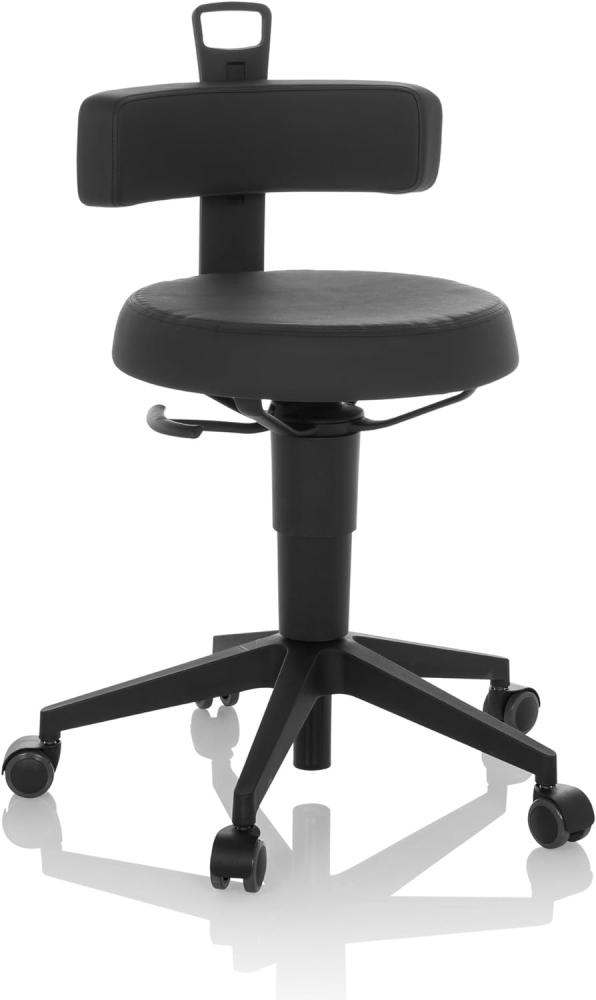 hjh OFFICE Balancestuhl höhenverstellbar TOP Work Flex PU beweglicher Arbeitshocker mit Rückenlehne, Kunstleder Schwarz Bild 1