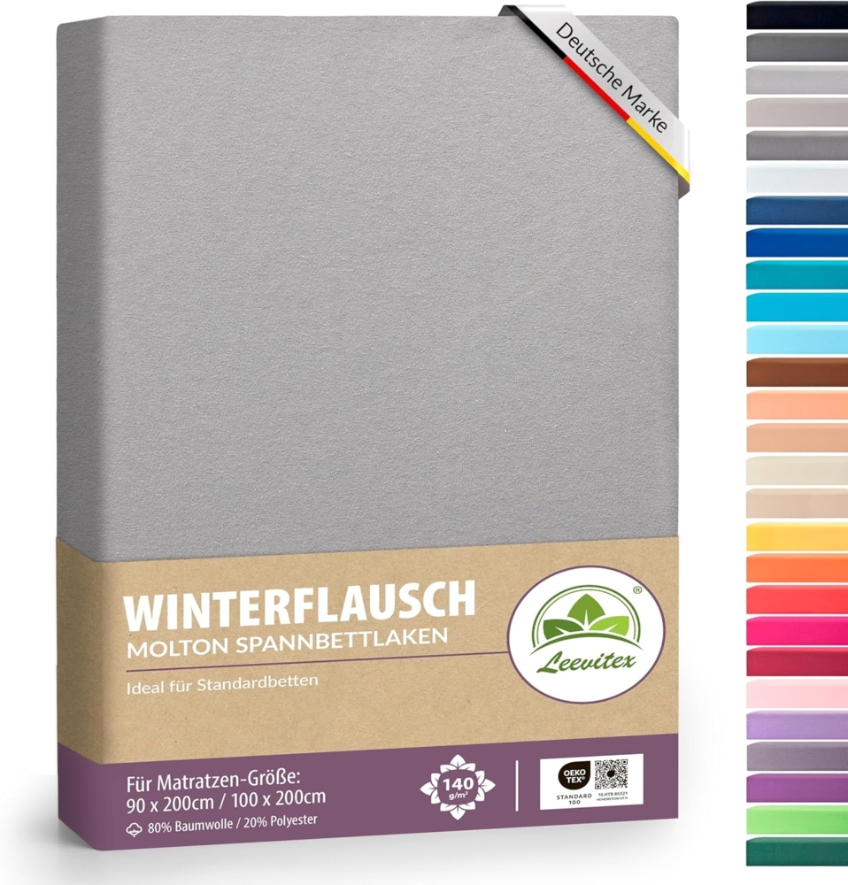 leevitex® Spannbettlaken für kalte Nächte – angenehm weich, passgenau, farbstark & pflegeleicht, Gummizug: Rundum Bild 1