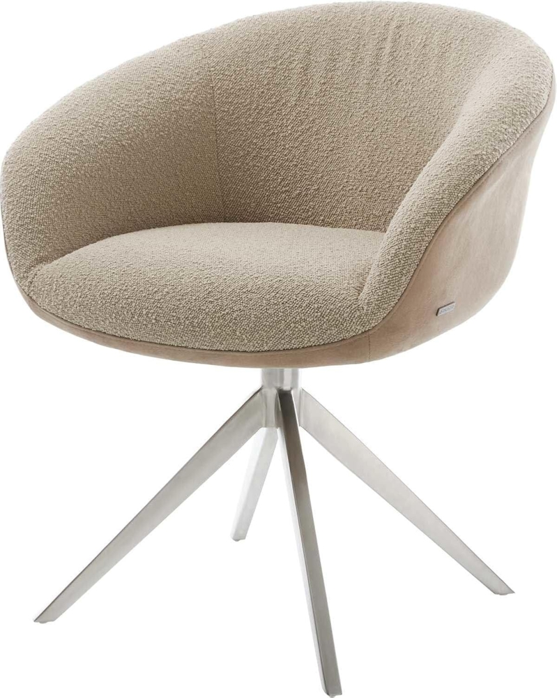 Drehstuhl Vinka-Flex mit Armlehnen Materialmix Schlamm Kreuzgestell breit Edelstahl 360° drehbar Wippfunktion Taschenfederkern Bild 1