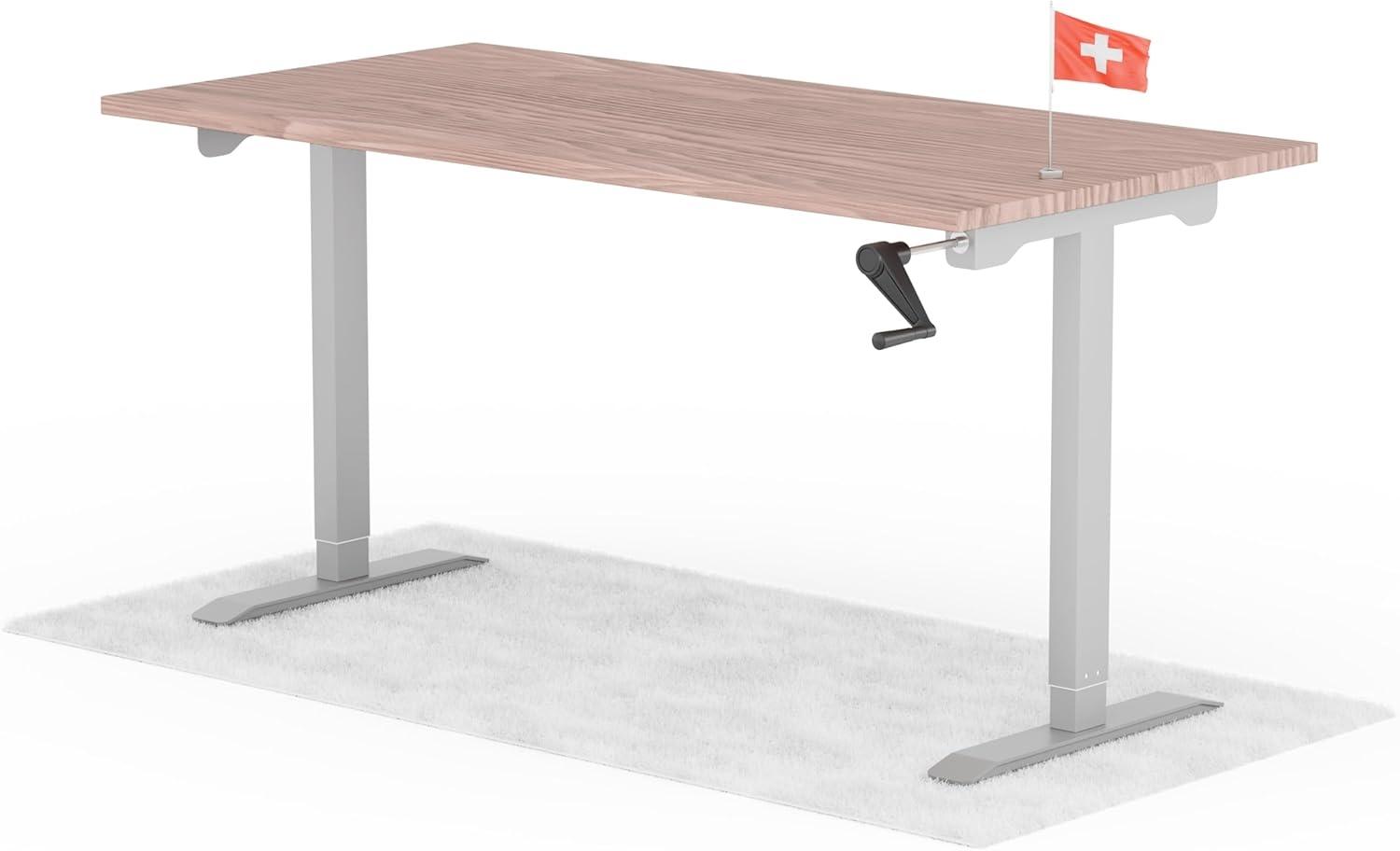 manuell höhenverstellbarer Schreibtisch EASY 160 x 80 cm - Gestell Grau, Platte Walnuss Bild 1