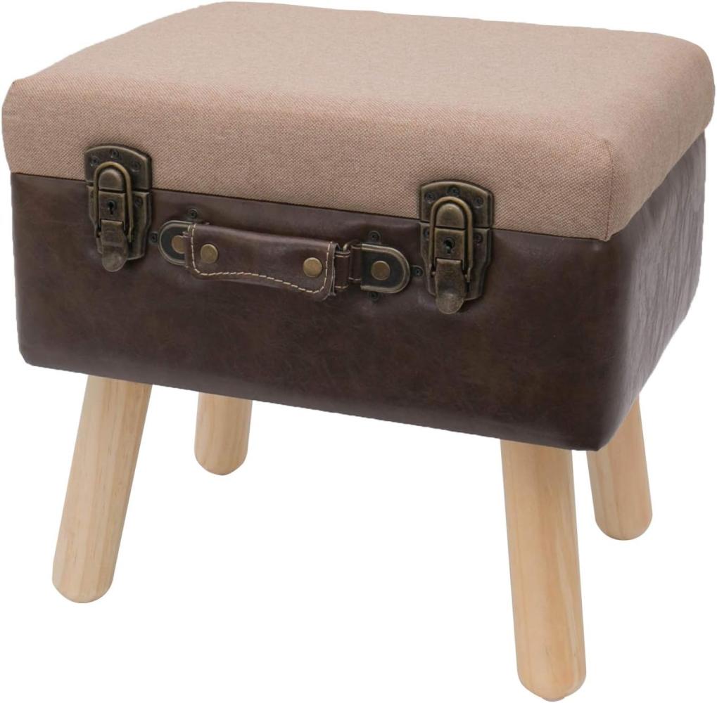 HMF Stauraumhocker handgefertigter Hocker aus Holz, dekoratives Wohnaccessoire, Vintage Sitzhocker mit Stauraum 40 x 32 x 39 cm, Braun, Klassik Bild 1