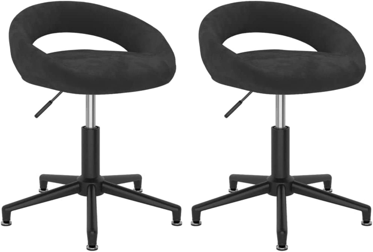 vidaXL Esszimmerstühle 2 Stk. Drehbar Schwarz Samt, Drehbar [333340] Bild 1