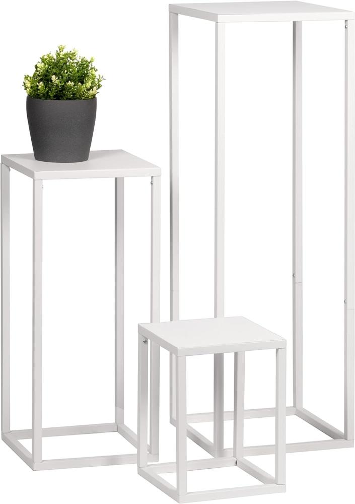 bremermann Blumenständer Blumenhocker 3er-Set, Metall-Blumenständer, Blumensäule, weiß Bild 1