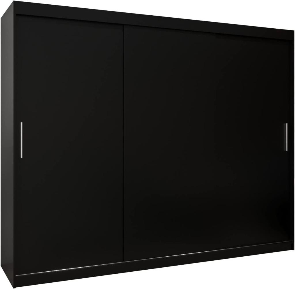 Kryspol Schwebetürenschrank Tokyo 250 cm Kleiderschrank mit Kleiderstange und Einlegeboden Schlafzimmer- Wohnzimmerschrank Schiebetüren Modern Design (Schwarz) Bild 1