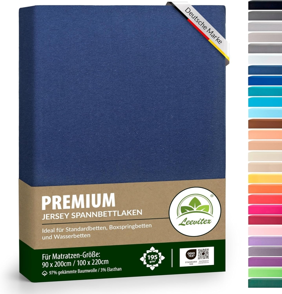 leevitex® Spannbettlaken Spannbettlaken Premium Elasthan, Gummizug: rundum, blickdicht, Anti-Pilling, 97% Baumwolle, 3% Elasthan, 40 cm Steg Bild 1