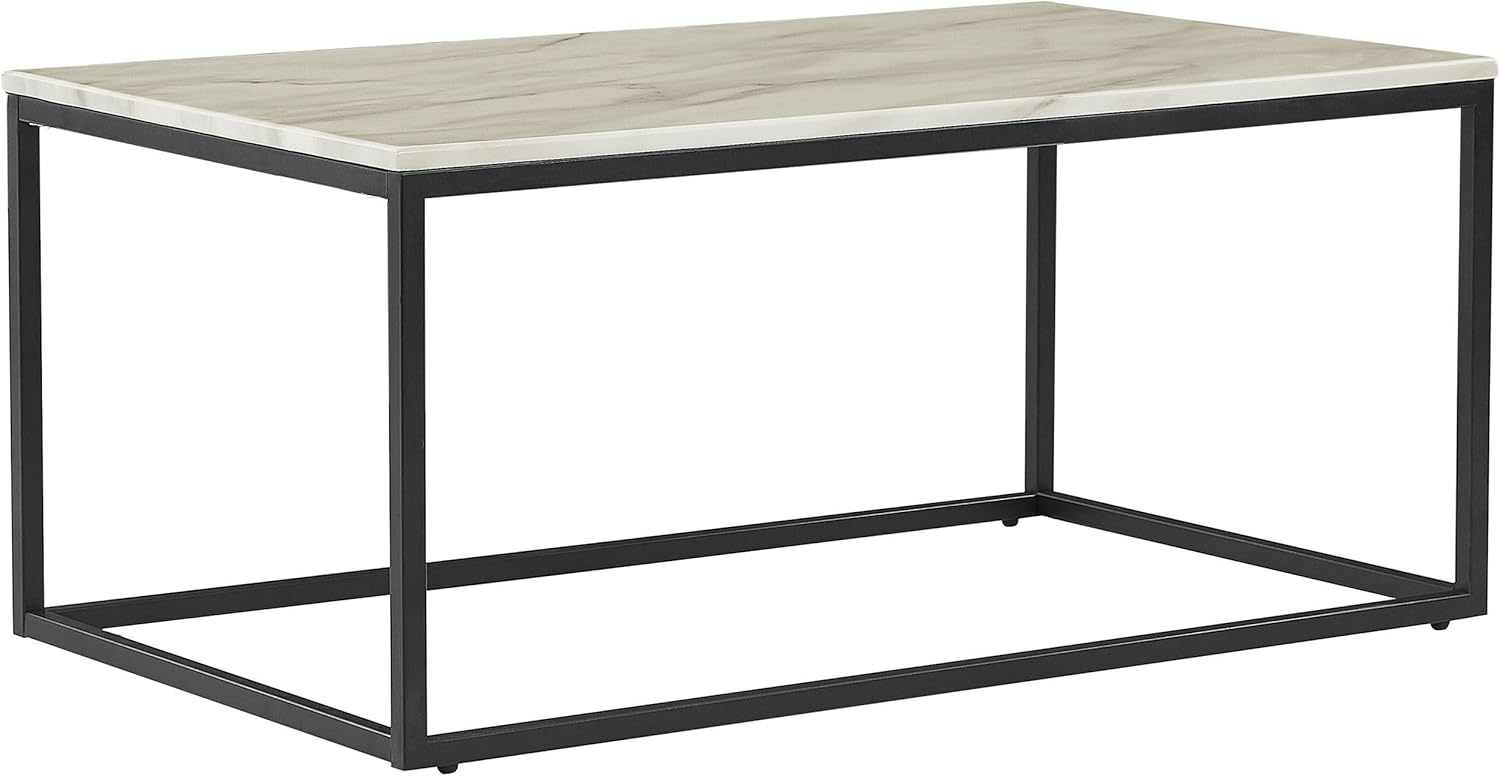 Couchtisch weiß / schwarz Marmor Optik rechteckig 60x100 cm DELANO Bild 1