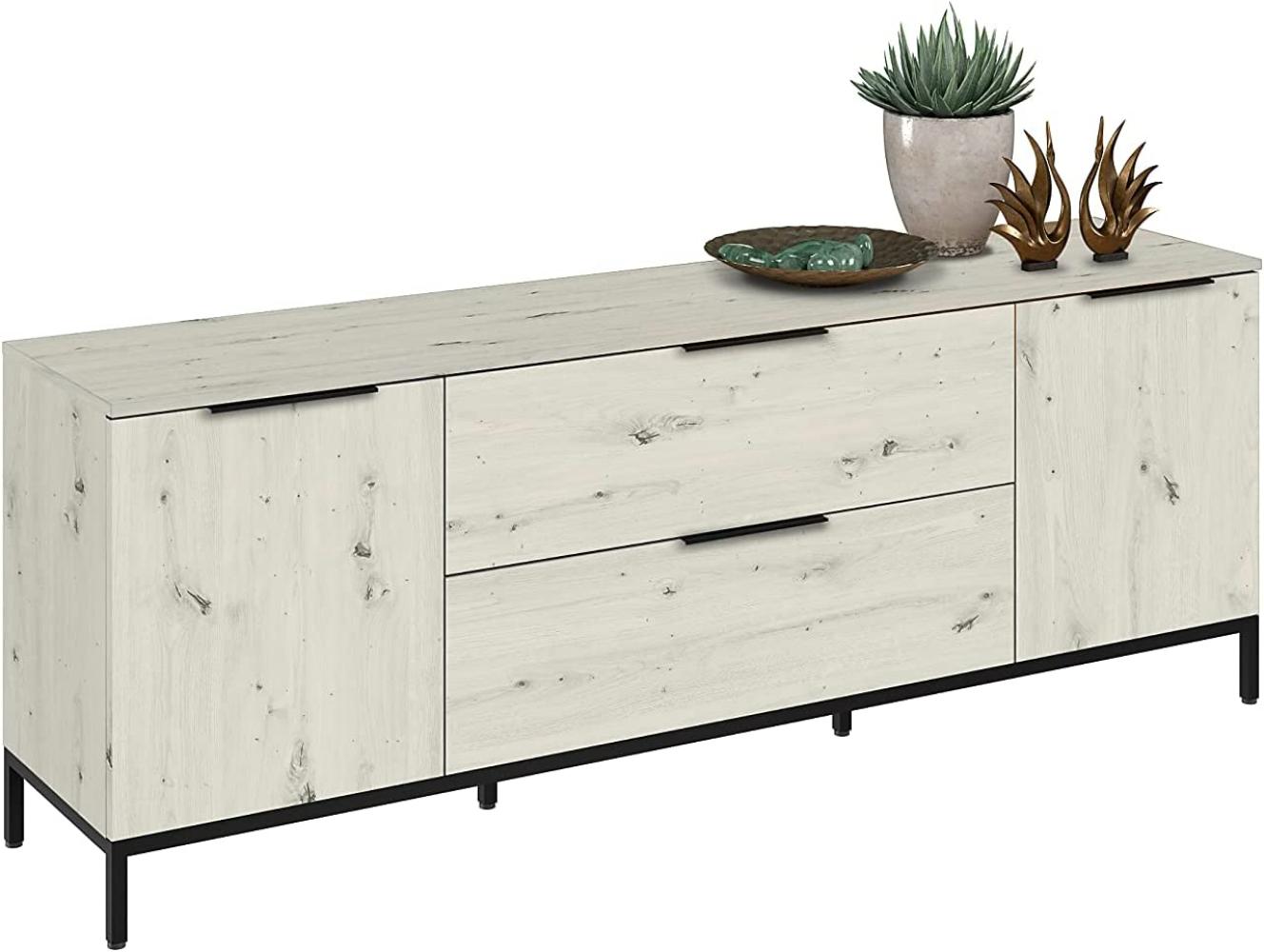 Lowboard >TREND WOOD< (BxHxT: 180 x 68 x 40 cm) in White-Oak - Metall schwarz Bild 1