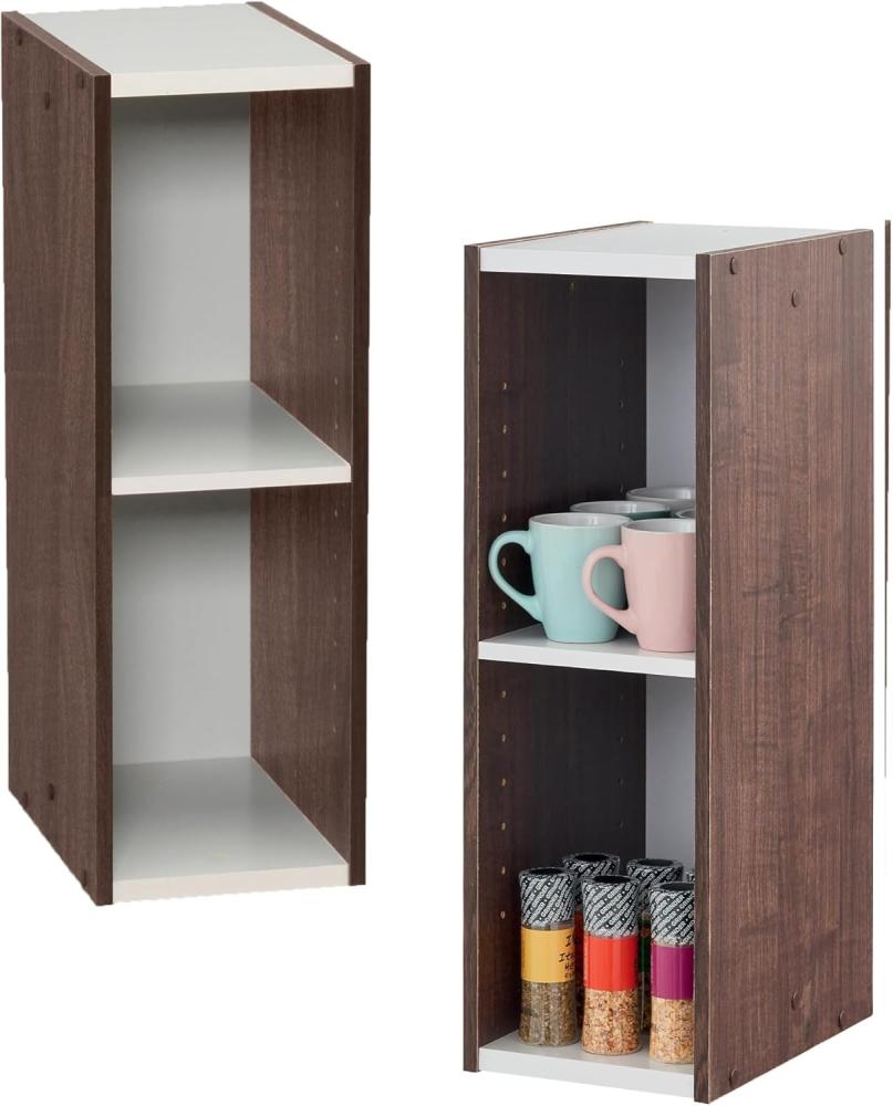 Marke Amazon– Movian, Aufbewahrungseinheit aus Holz mit 2 Ablagen/Bücherregal/Akzentschrank,Modular, Wohnzimmer, Schlafzimmer, Büro – Space Saving Shelf UB-6020 – Braun & Weiß Bild 1