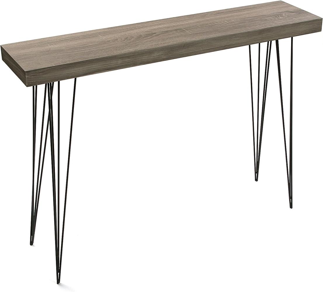 Versa Dallas Schmales Möbelstück für den Eingangsbereich oder Flur, Moderner Konsolentisch, Maßnahmen (H x L x B) 80 x 25 x 110 cm, Holz und Metall, Farbe: Braun Bild 1