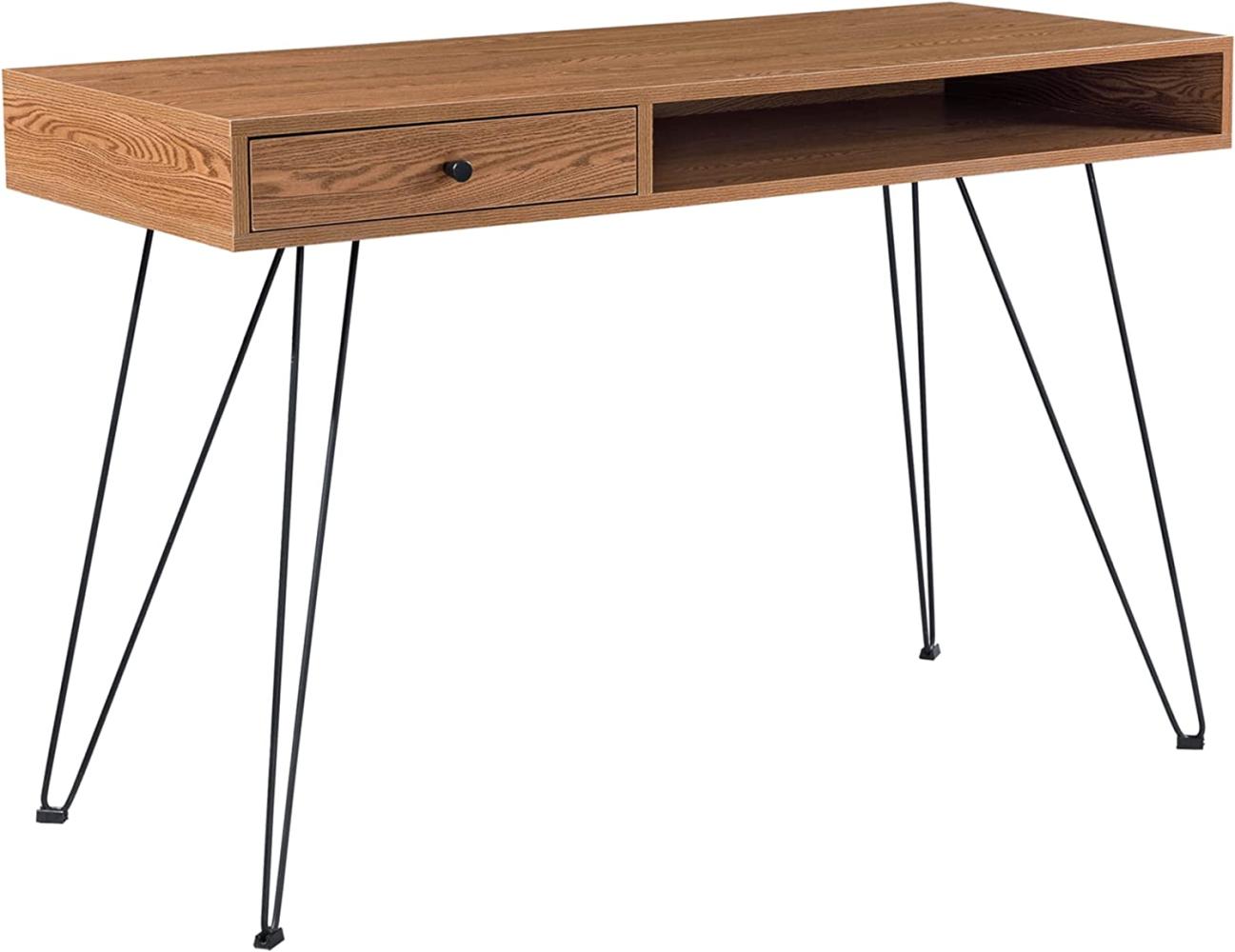 Schreibtisch Munkfors 75x115x48cm Dunkler Holzton/Schwarz en. casa Bild 1