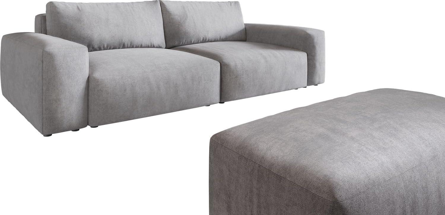 Big-Sofa Lanzo XL 270x130 cm Mikrofaser Grau mit Hocker Bild 1