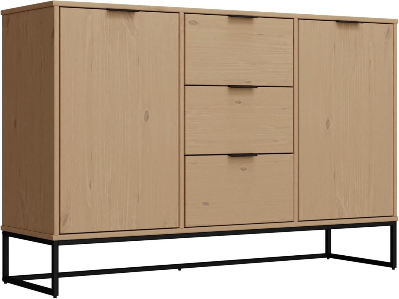 Inter Link - Kommode - Anrichte - Sideboard - 2 Türen - 3 Schubladen - Kiefer Massivholz - Oak Colori - Modern - VIVO 2T3S Bild 1