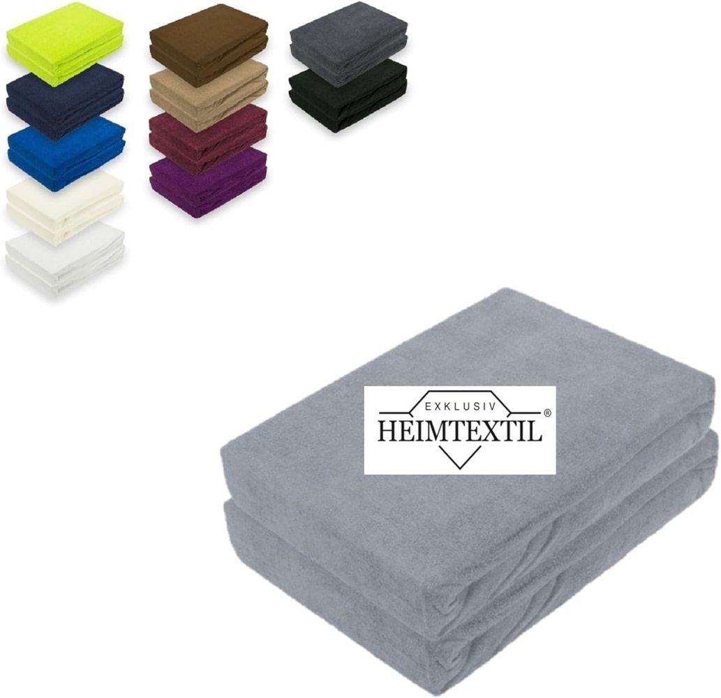 Doppelpack Frottee Spannbettlaken Premium Grau 140 - 160 x 200 cm Bild 1