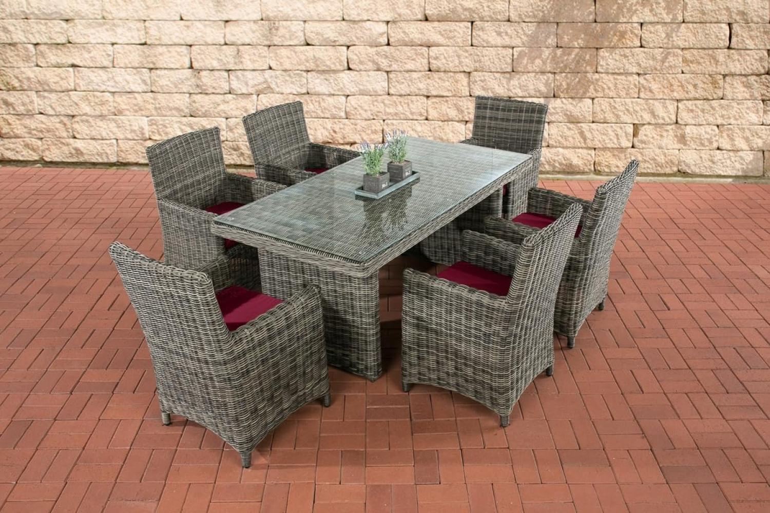 CLP Polyrattan Sitzgruppe Fontana,grau-meliert rubinrot Bild 1