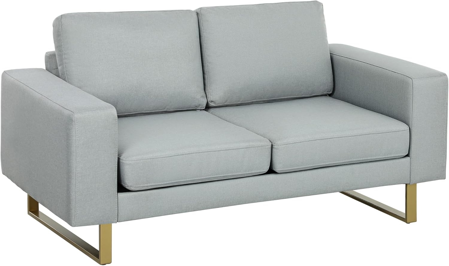 HOMCOM 2-Sitzer Sofa Couch mit Armlehne Doppelsofa, Modern Polstersofa 1 Teile, für Schlafzimmer Wohnzimmer, 145 x 82 x 78 cm, Dunkelgrau Bild 1