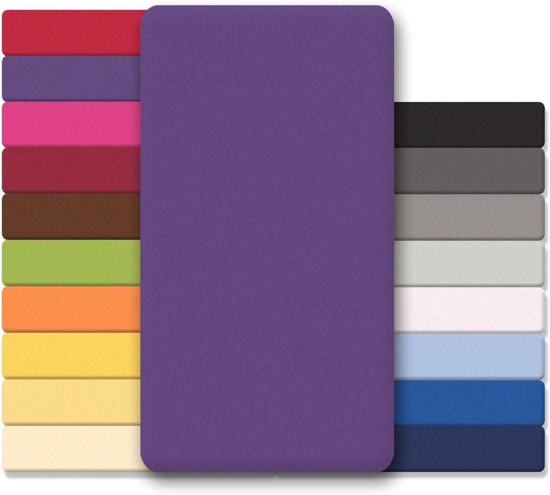 CelinaTex Jersey Spannbettlaken Lucina Doppelpack 140x200-160x200cm lila 100% Baumwolle gekämmt bis 26cm Matratzenhöhe Oeko-TEX Bild 1