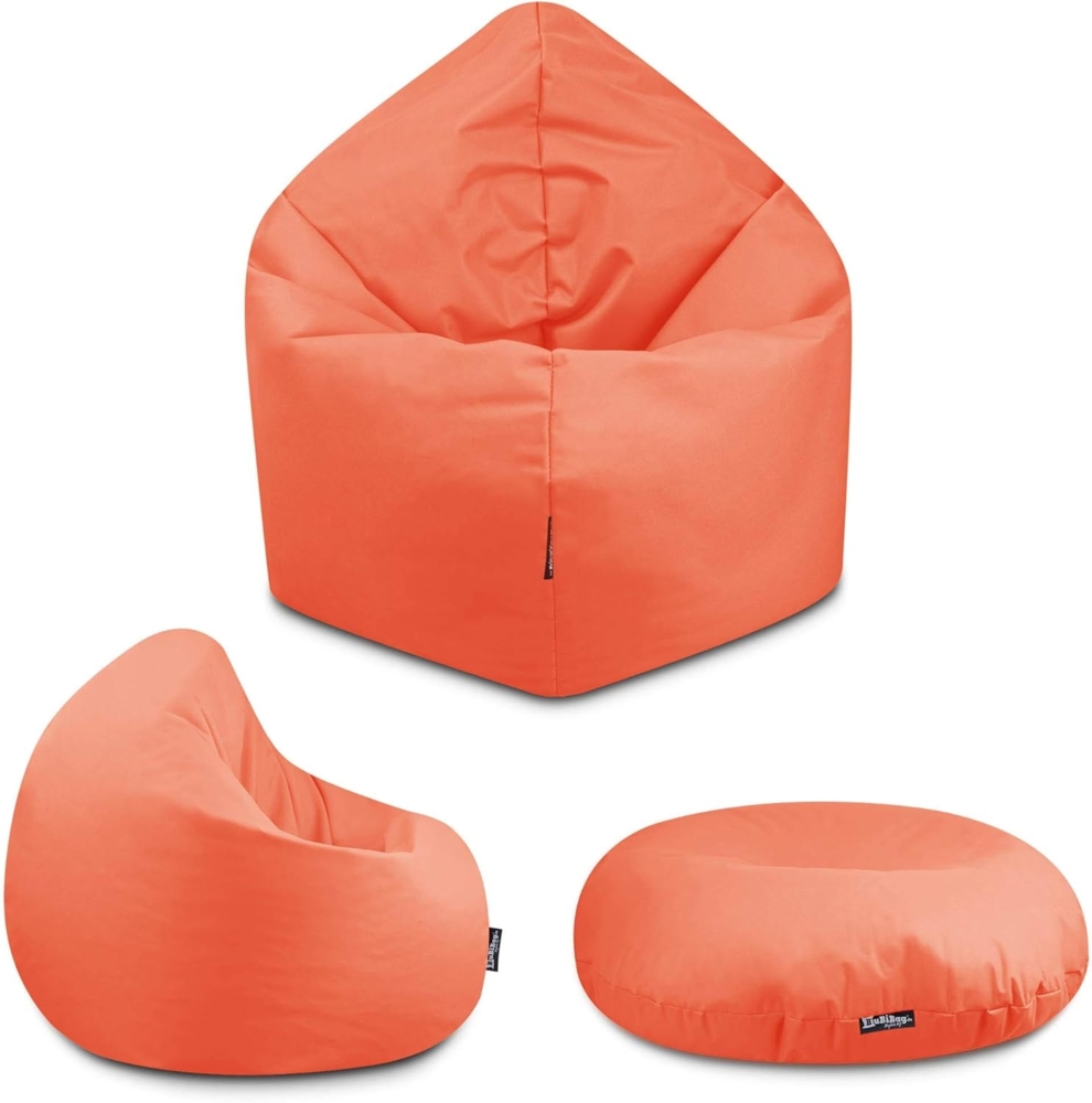 BuBiBag - 2in1 Sitzsack Bodenkissen - Outdoor Sitzsäcke Indoor Beanbag, Lachs, Ø 100,0 cm Bild 1