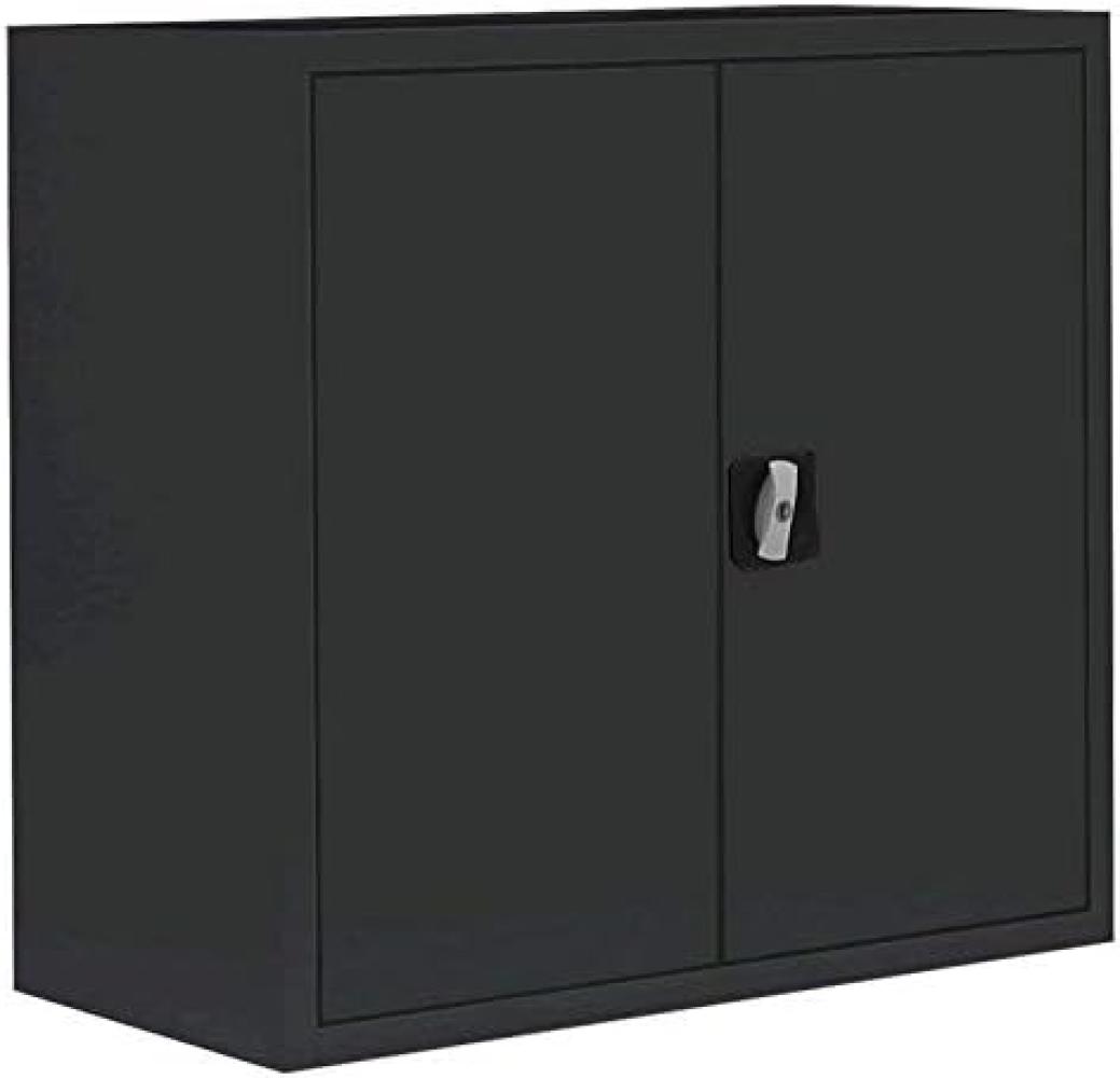 Stahl-Aktenschrank, Aktenschrank abschließbar, Büroschrank, Stahlschrank, Schwarz, 750 x 800 x 383 mm 530309 Bild 1